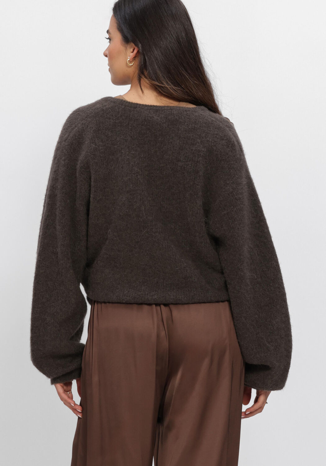 Zwarte SECOND FEMALE Truien/vesten GABBY WRAP KNIT - large