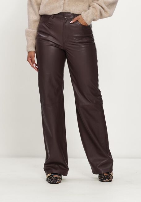 Bruine ROTATE Broeken STRAIGHT LEATHER PANTS - large