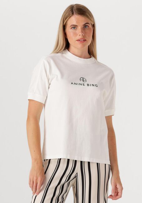 Witte ANINE BING T-shirt JAYLIN TEE MONOGRAM - large
