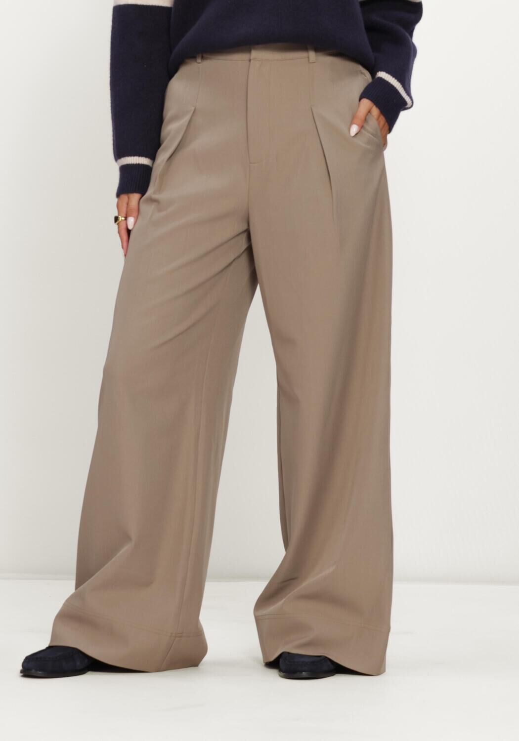 Beige CO'COUTURE Wijde broek LUNACC PLEAT PANT - large