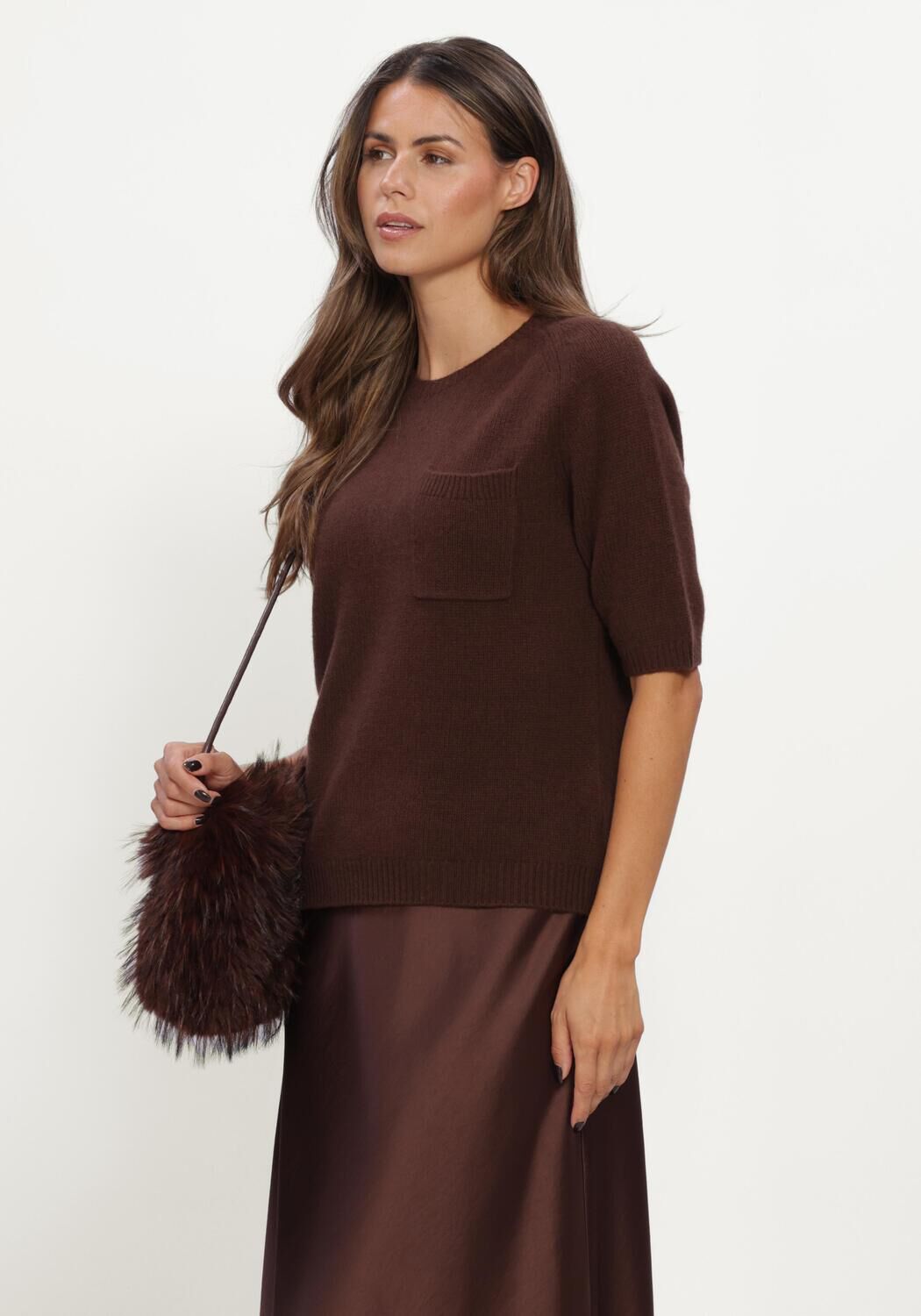 Bruine LUISA CERANO Top PULLOVER AUS KASCHMIR-MIX - large