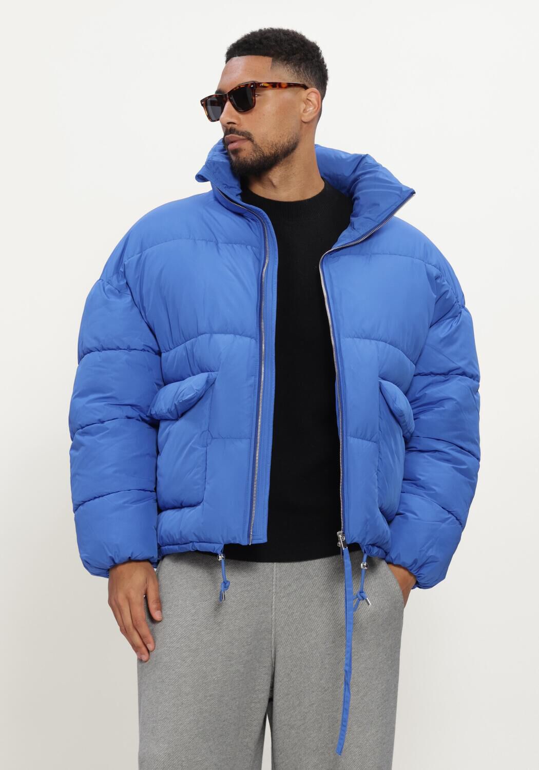 Blauwe HOPEIUM Gewatteerde jas PUFFER SHORT JACKET COBALT - large