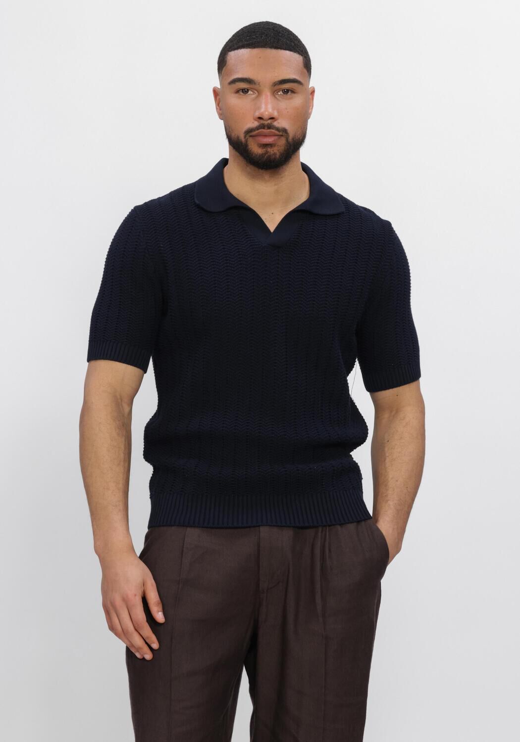 Donkerblauwe GRAN SASSO Polo POLO S/SLV SKIPPER - large