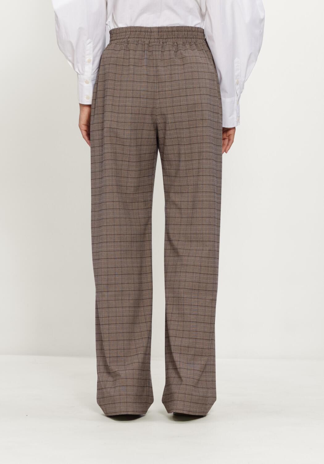 Bruine JOHNY Wijde broek AYO CHECK B PANT - large