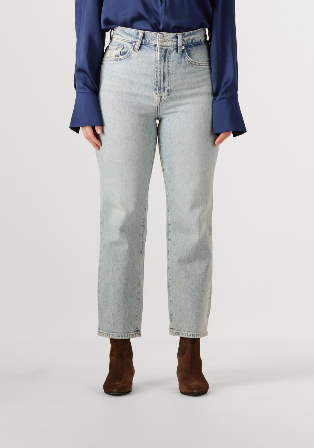 7 for all Mankind Mom Jeans Dames Logan Stovepipe Sahara, Maat: 25, Kleur: Blauw