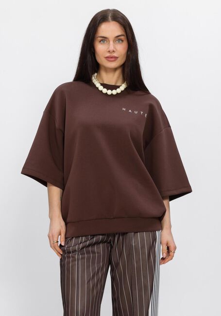 Bruine HAUTE L'AMITI&Eacute; Tops & T-shirts MAXI SPLIT SS LOGO SWEAT - large