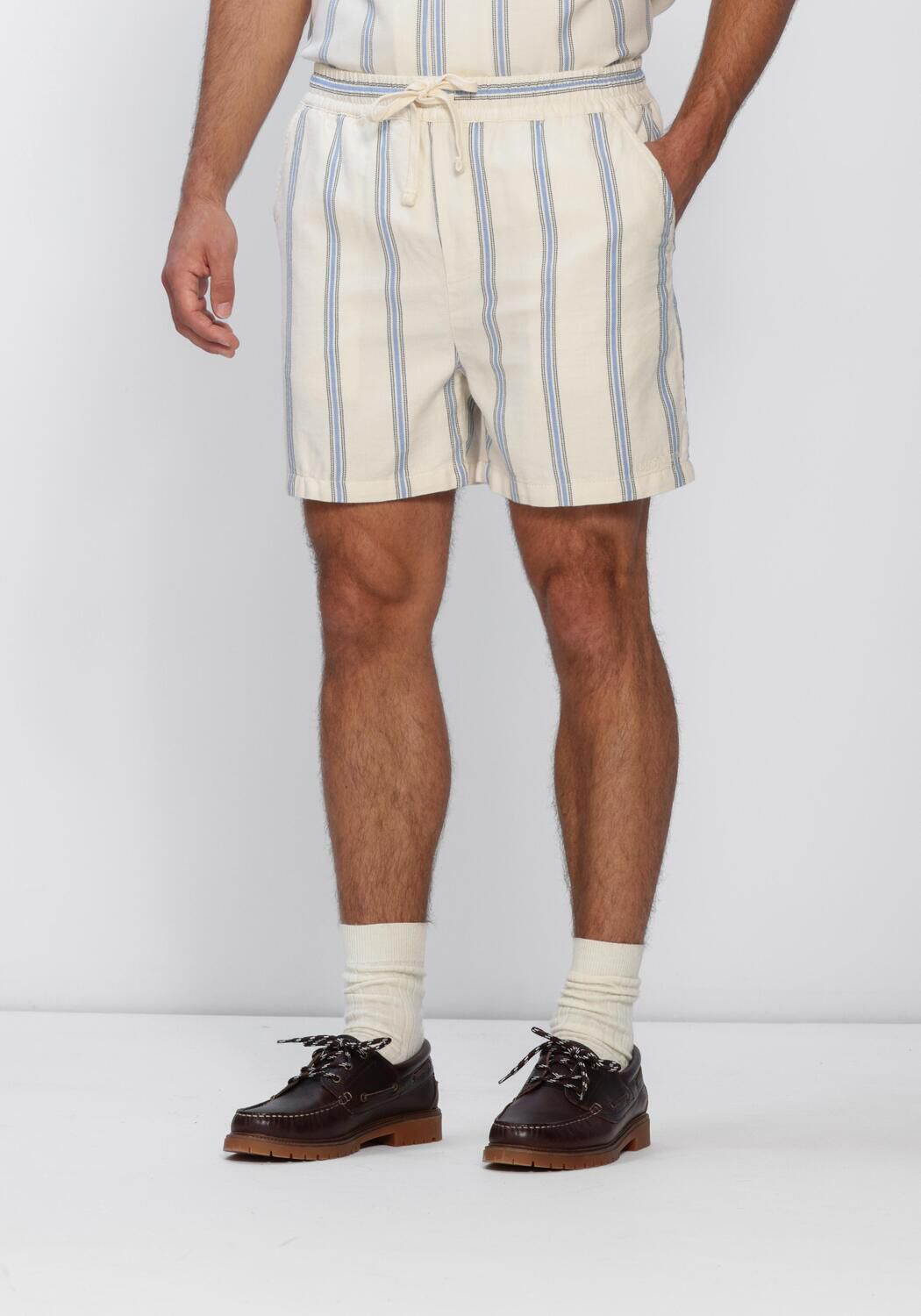 Les Deux Korte Broek Heren Lawson Stripe Shorts, Maat: M, Kleur: Ecru afbeelding 1