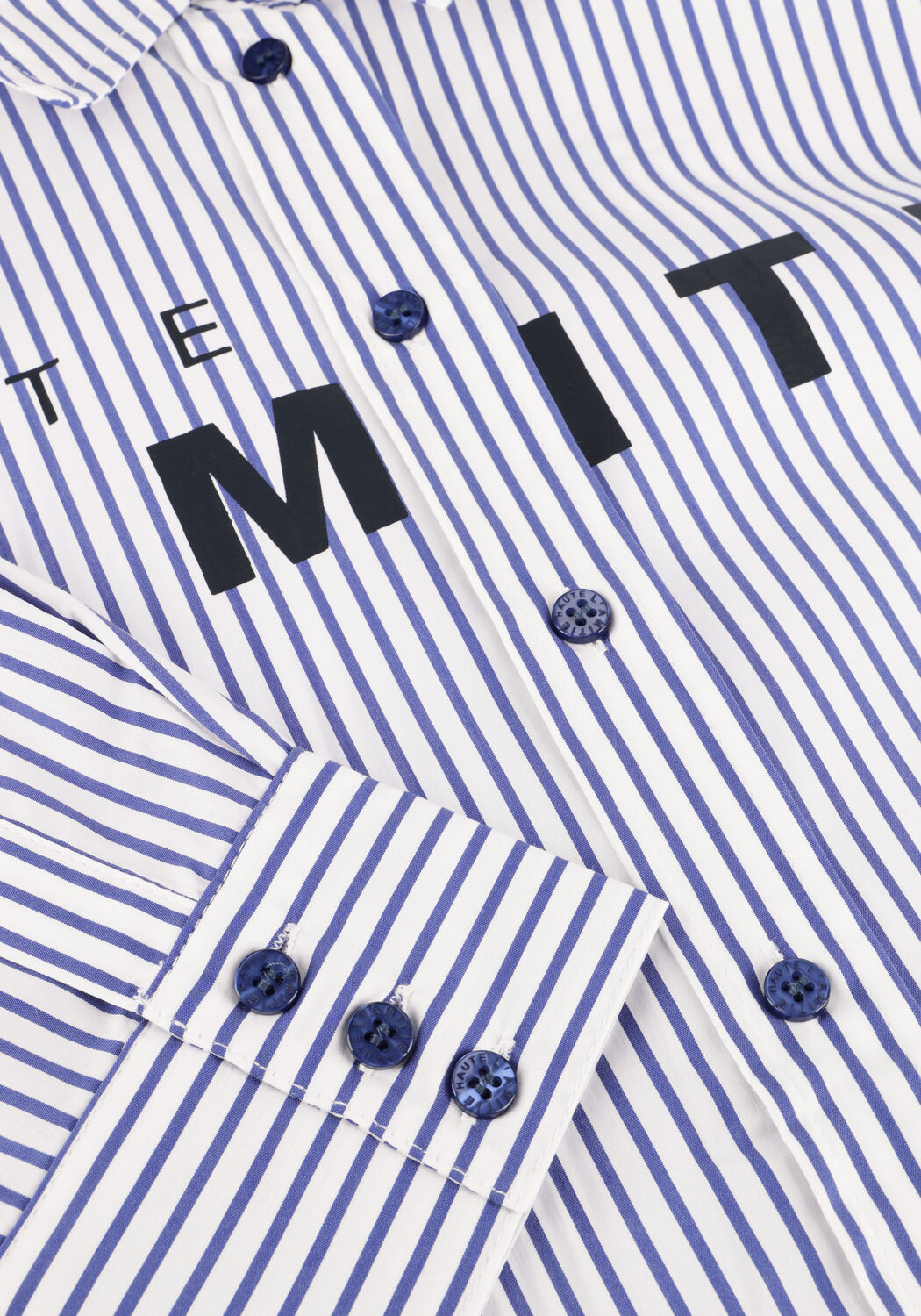 Blauwe HAUTE L'AMITI&Eacute; Blouses STRIPE CHEST LOGO SHIRT - large