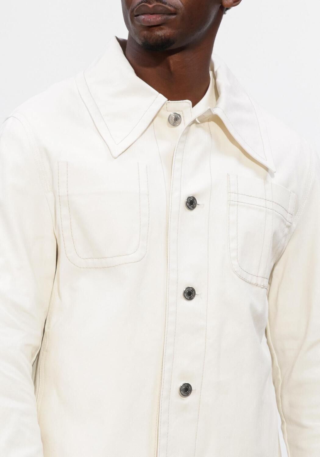 Gebroken wit AMI PARIS Overshirt WORKER BUTTONED JACKET - large