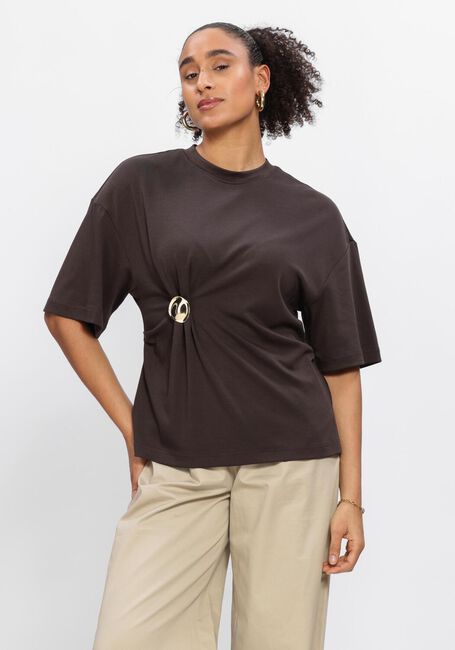 Bruine SECOND FEMALE T-shirt ENORA BROOCH TEE - large