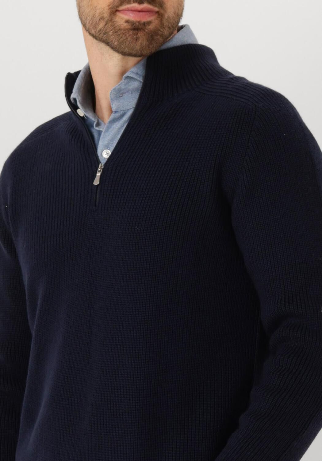 Donkerblauwe GRAN SASSO Trui MOCK ZIP - large