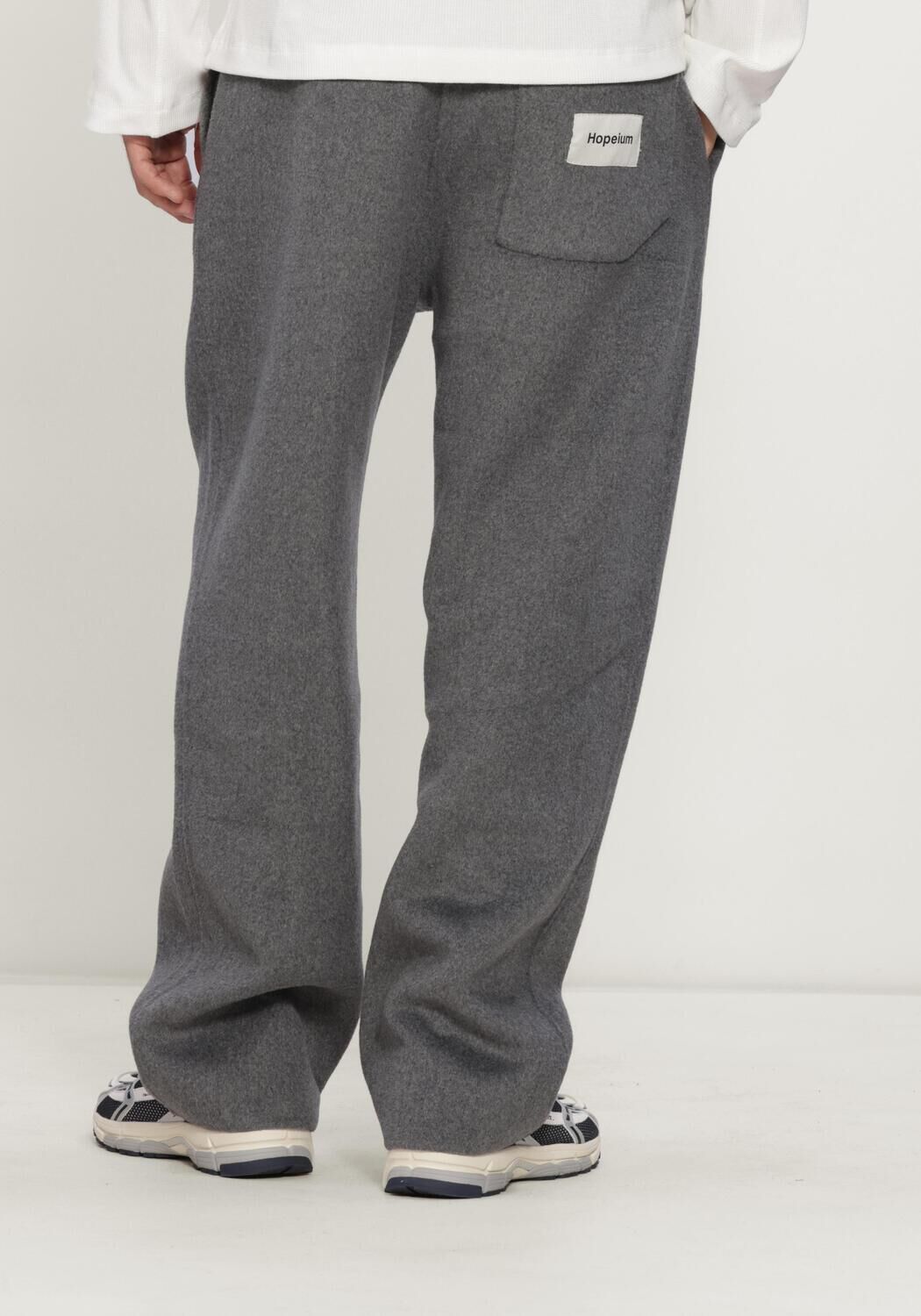 Grijze HOPEIUM Wijde broek WINTER WOOLY TOURSERS GREY MELANGE - large