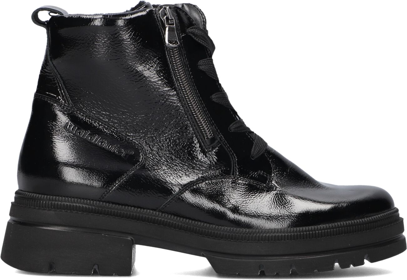 Waldläufer Veterboots Dames Lak H Rits Booty, Maat: 39, Materiaal: Lakleer, Kleur: Zwart