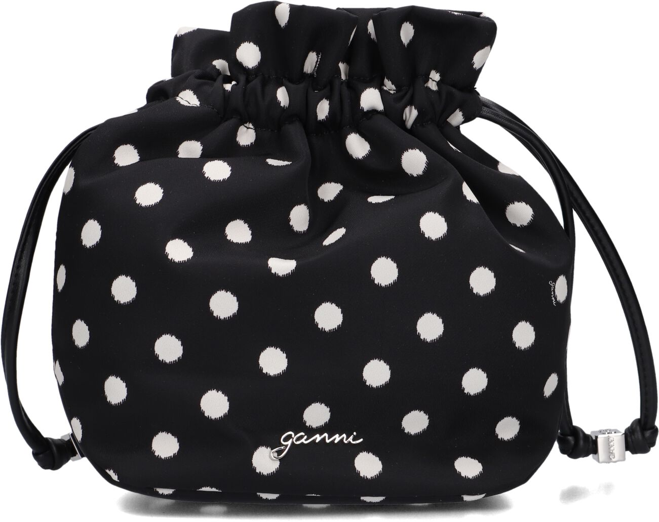 Ganni Ganni Clutch Dames Pouch Printed Nylon, Materiaal: Textiel, Kleur: Zwart