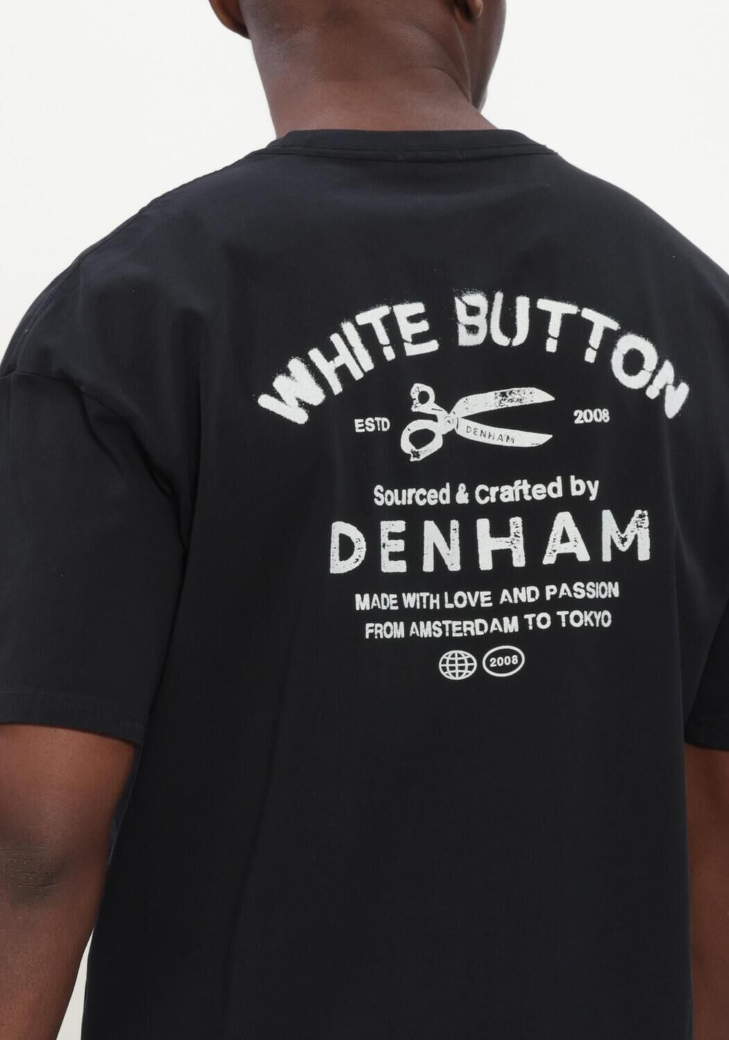 Zwarte DENHAM T-shirt STENCIL SS TEE - large