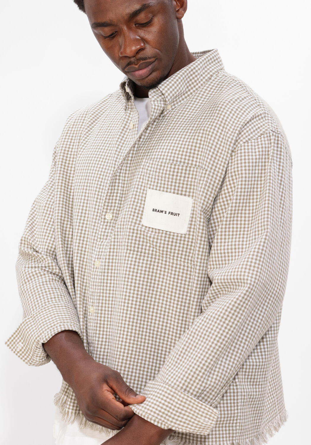 Zand BRAM'S FRUIT Casual overhemd DISTRESSED FARMER'S SHIRT LS - large