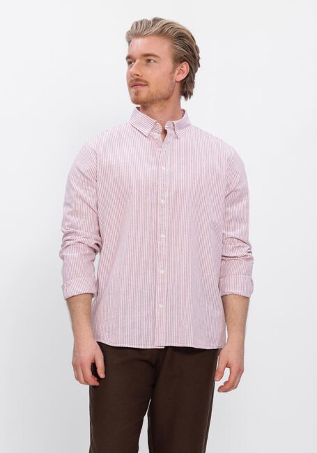 Roze LES DEUX Casual overhemd KONRAD STRIPE COTTON LINEN SHIRT - large