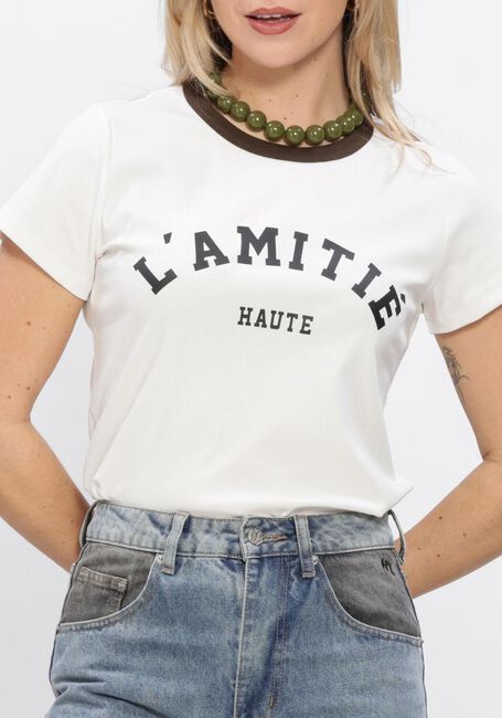 Gebroken wit HAUTE L'AMITI&Eacute; T-shirt NECKLINE LOGO TEE - large