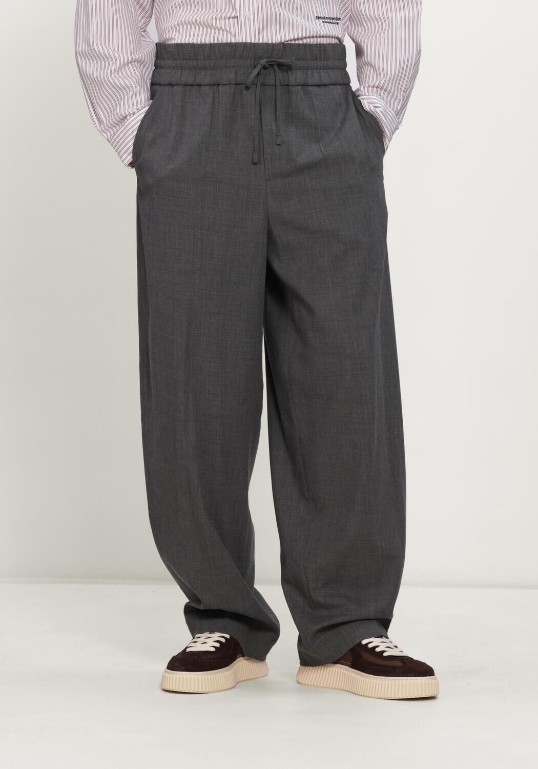 Grijze AMI PARIS Wijde broek ELASTICATED TROUSERS - large