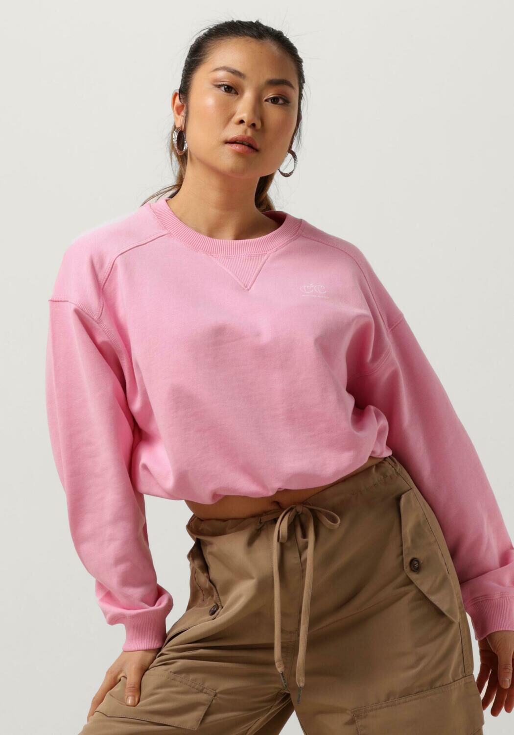 Co'Couture Trui Dames Clean Cropped Tie Shirt, Maat: XL, Kleur: Roze