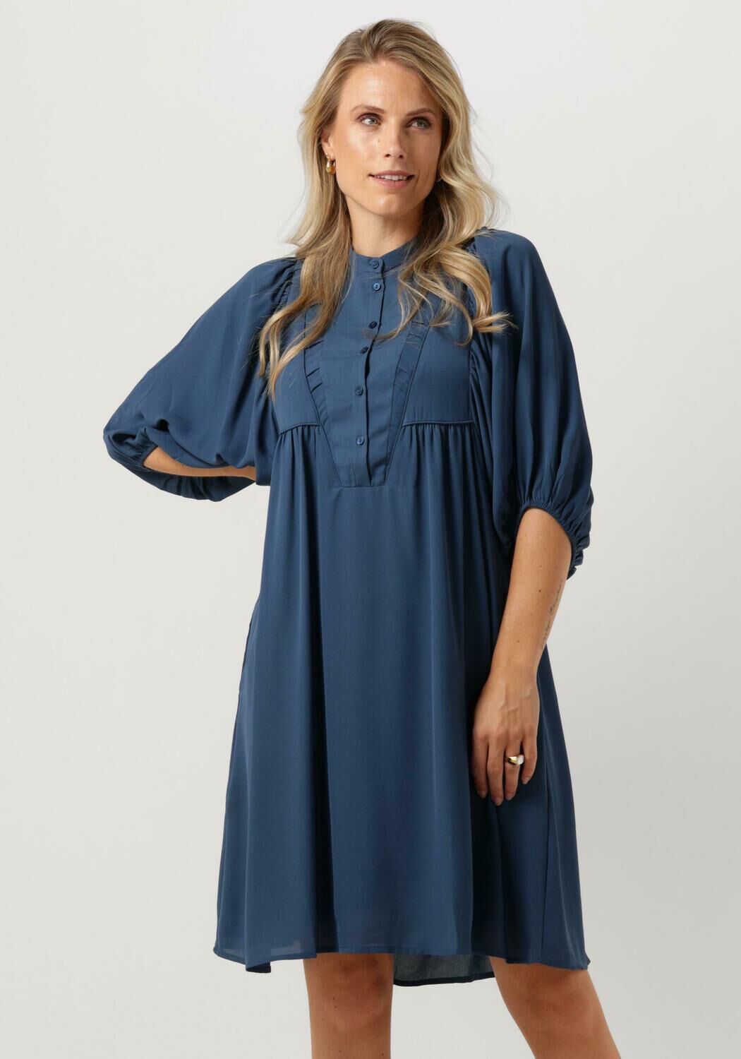 Bruuns Bazaar Midi Jurk Dames Camillia Bessie Dress, Maat: 34, Kleur: Donkerblauw