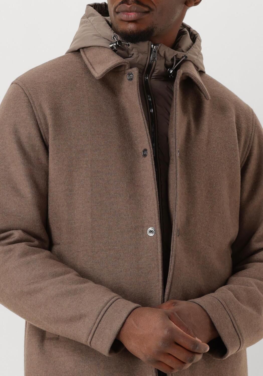 Bruine WOOLRICH Jack KNITTED WOOL SHIRT JACKET - large