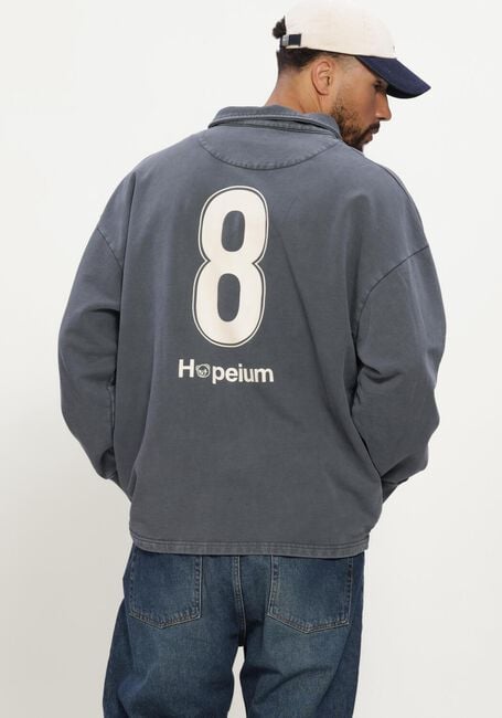 Grijze HOPEIUM Sweater FOOTBALL GANDHI POLO SWEAT HEAVY WASHED GREY - large