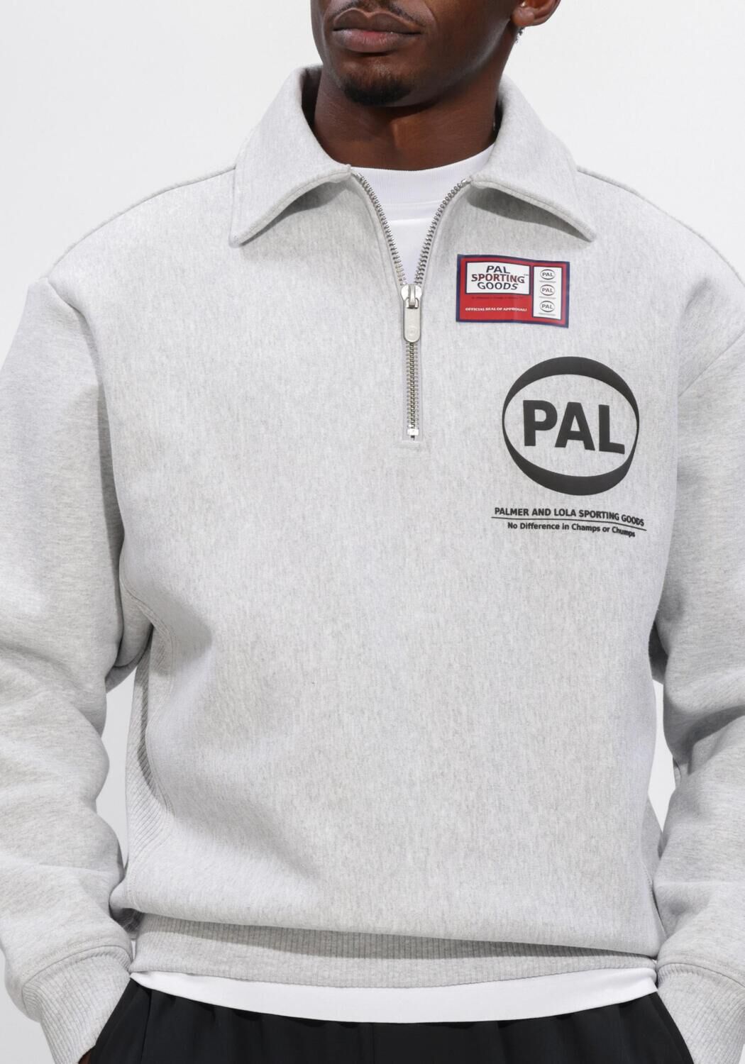 Lichtgrijze PAL Sporting Goods Sweater PRE GAME HALF ZIP - large