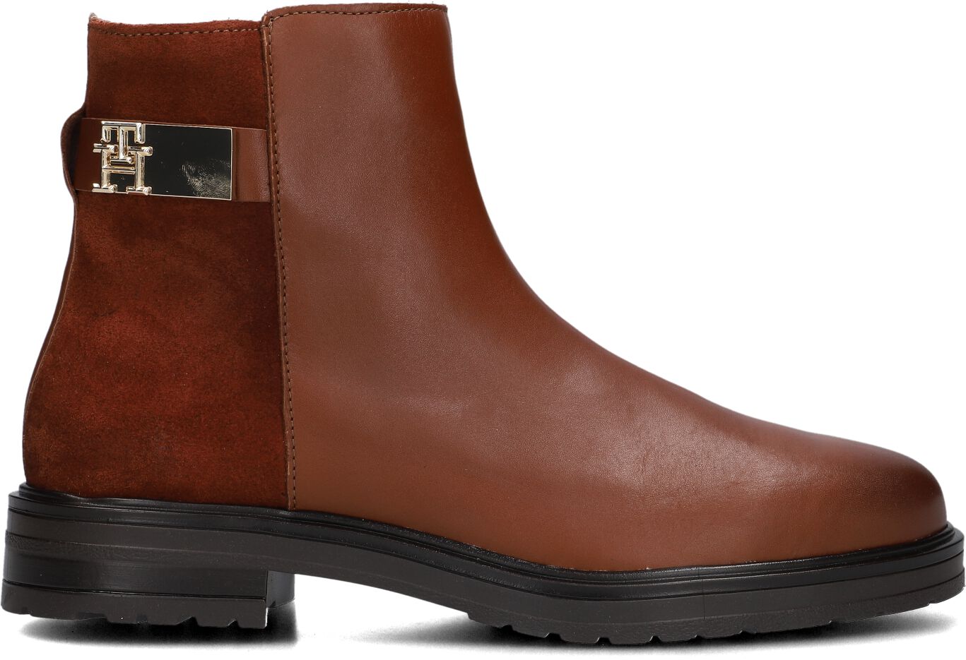Tommy Hilfiger Enkelboots Dames Th Logo Chelsea, Maat: 40, Materiaal: Leer, Kleur: Cognac
