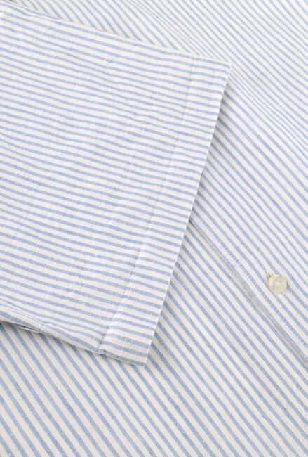 Blauwe LES DEUX Casual overhemd LUKAS STRIPE COTTON LINEN SS SHIRT - large