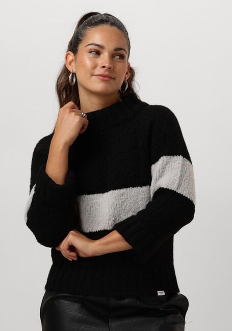 Zwarte PENN & INK Trui 225 JUMPER STRIPE - large