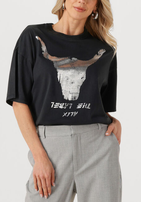 Zwarte ALIX THE LABEL T-shirt LADIES KNITTED SILVER BULL TSHIRT - large