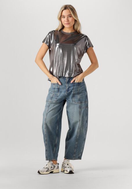 Zilveren MOS MOSH Top MMNIVOLA O-NECK METALLIC TEE - large