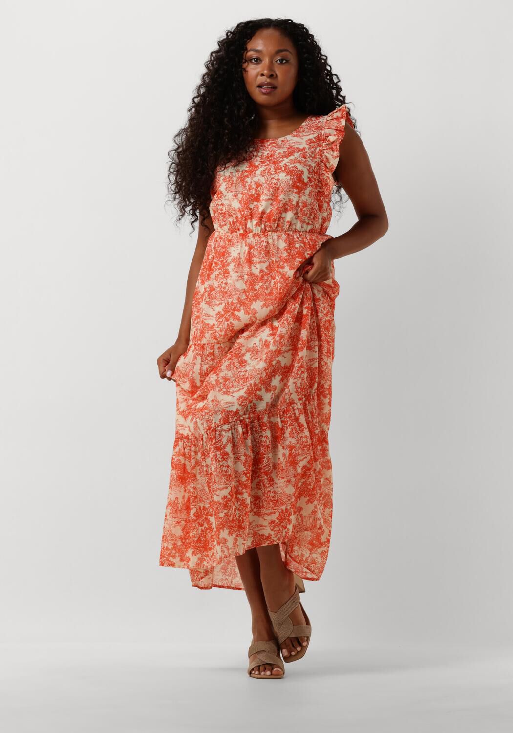 Amaya Amsterdam Midi Jurk Dames Delia, Maat: M, Kleur: Oranje