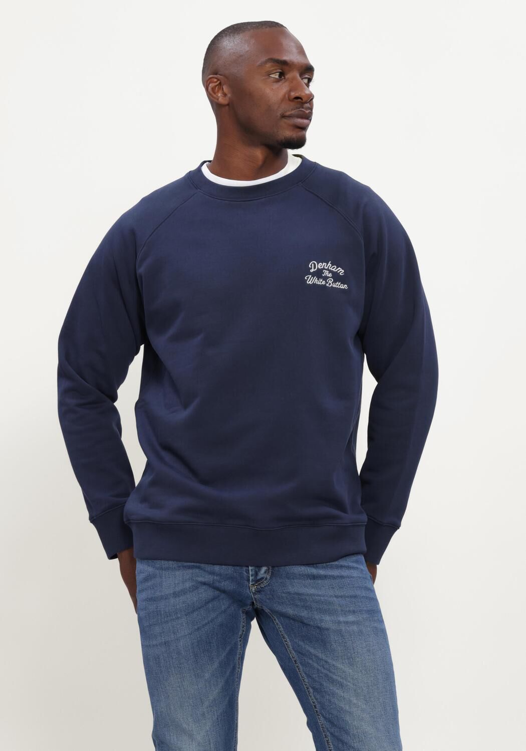 Donkerblauwe DENHAM Sweater YAN LS SWEAT - large