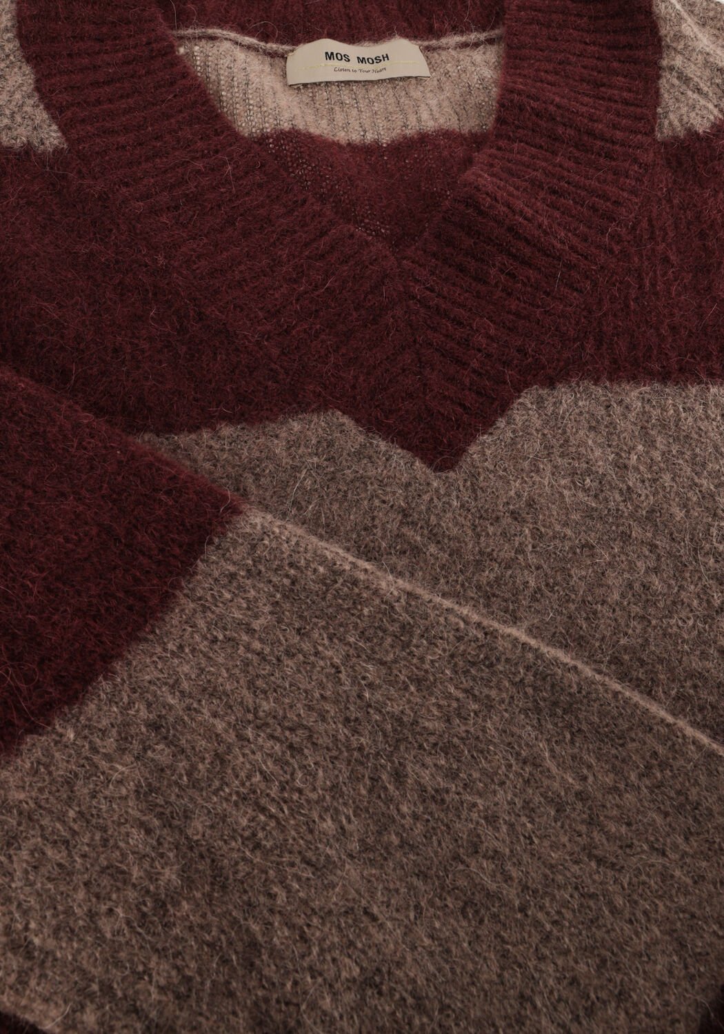 Bruine MOS MOSH Trui MMTACI STRIPE LS V-NECK KNIT - large