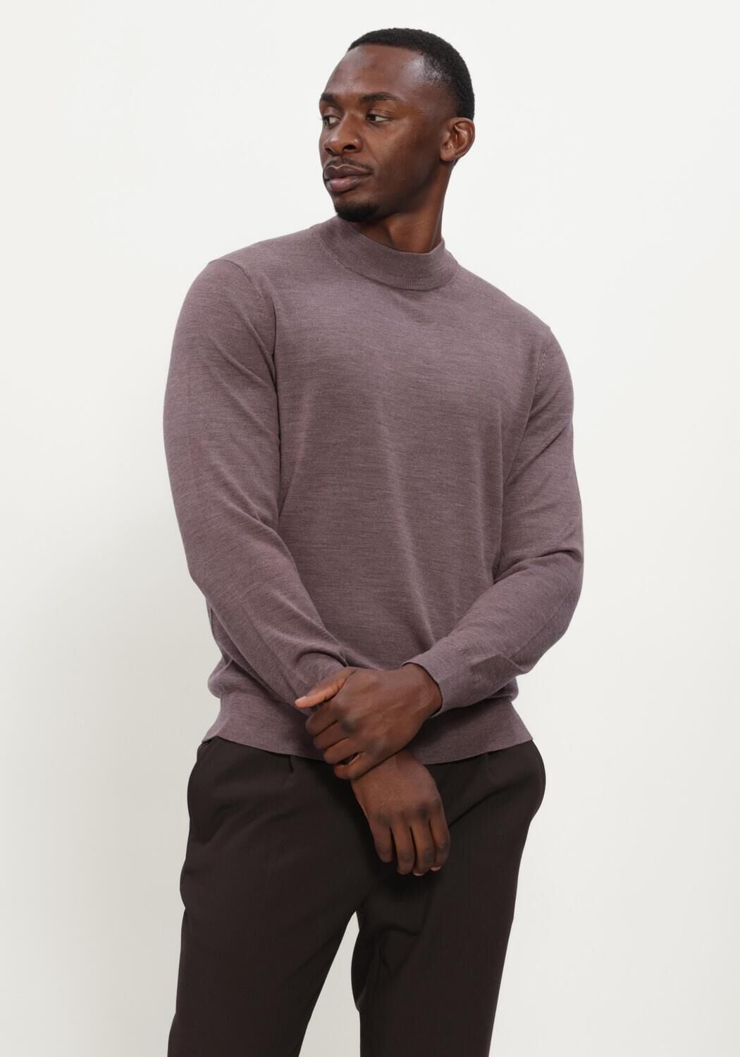 Paarse PROFUOMO Coltrui PULLOVER MOCK NECK EXTRAFINE MERINO - large