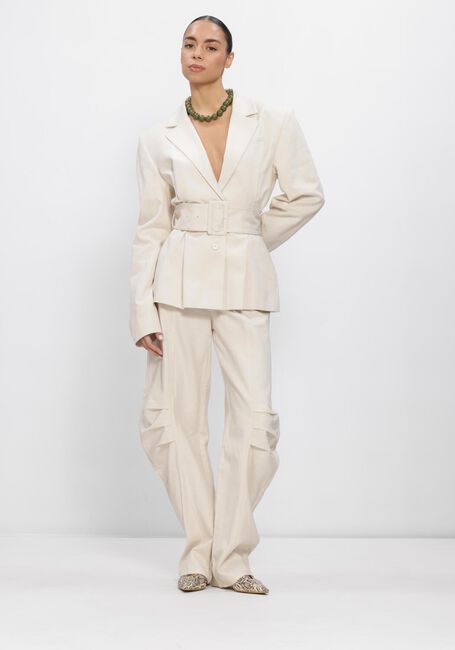 Ecru ROTATE Wijde broek LINEN SUITING PANTS - large
