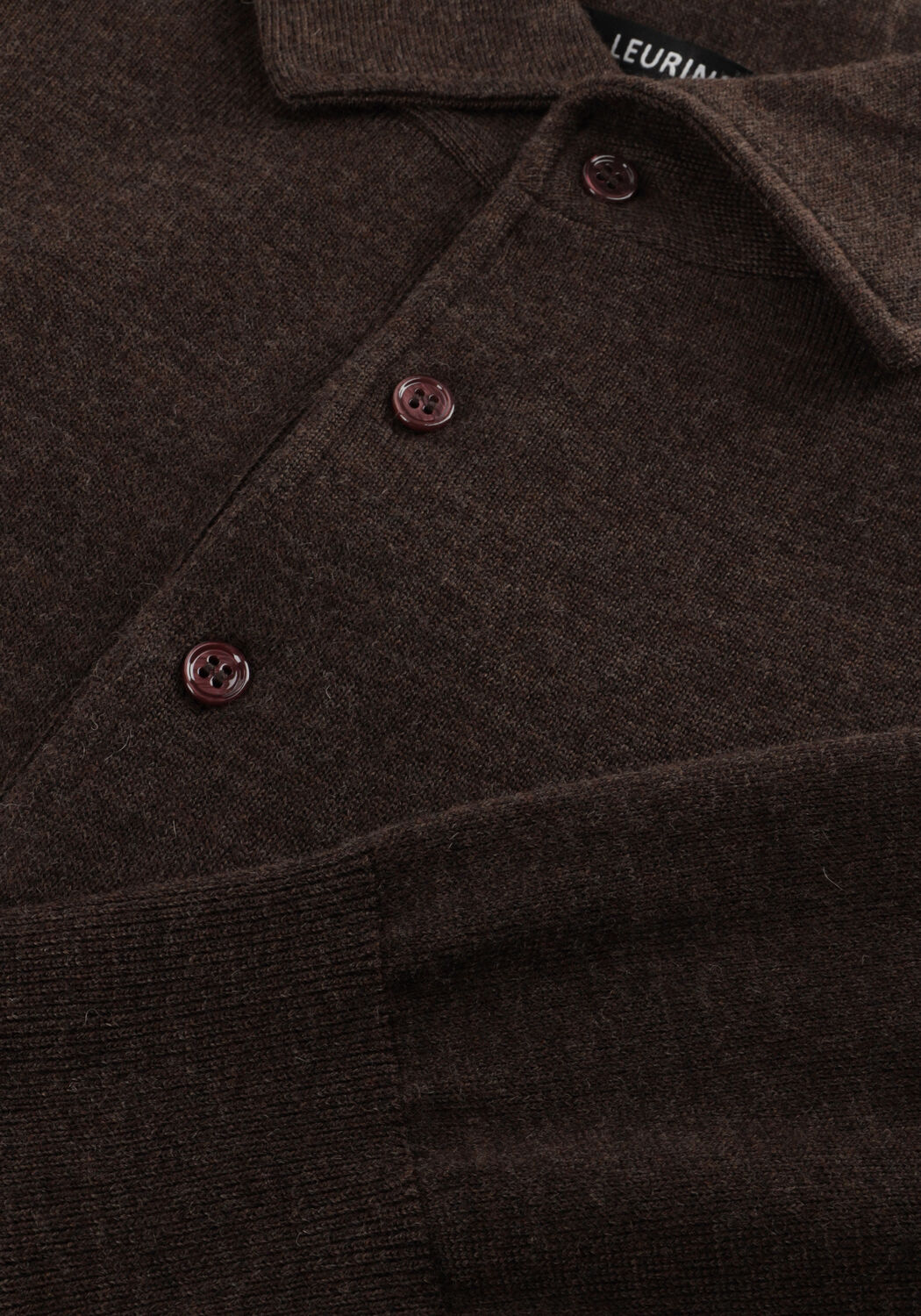 Bruine LEURINK KNIT Polo POLO HIDDEN BUTTON DOWN - large