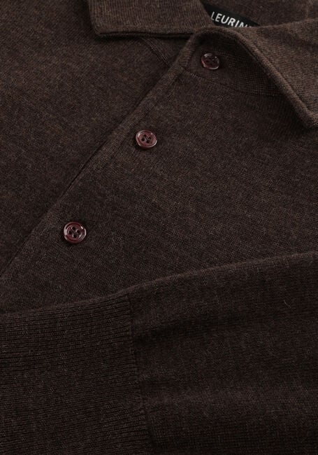 Bruine LEURINK KNIT Polo POLO HIDDEN BUTTON DOWN - large