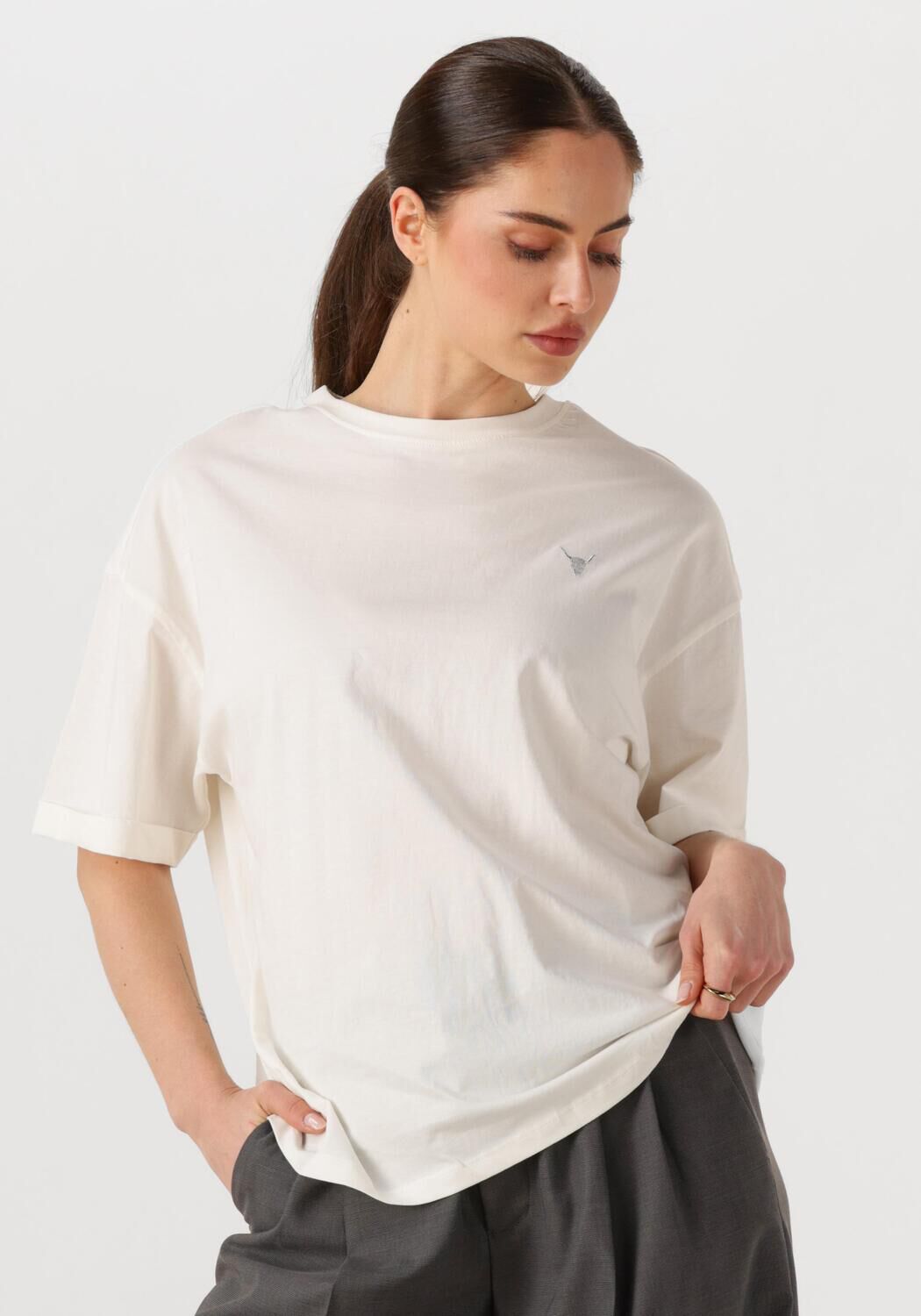 Alix the Label T-Shirt Dames Ladies Knitted Adventure T-shirt, Maat: L, Kleur: Wit