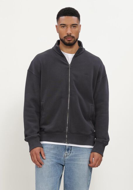Donkergrijze OLAF HUSSEIN Vest SIGNATURE LOGO ZIP MOCKNECK - large
