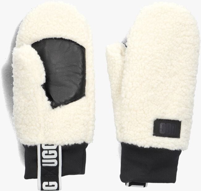 Witte UGG Handschoenen UGGFLUFF MITTEN WITH LOGO TAPE Witte UGG Handschoenen UGGFLUFF MITTEN WITH LOGO TAPE - large