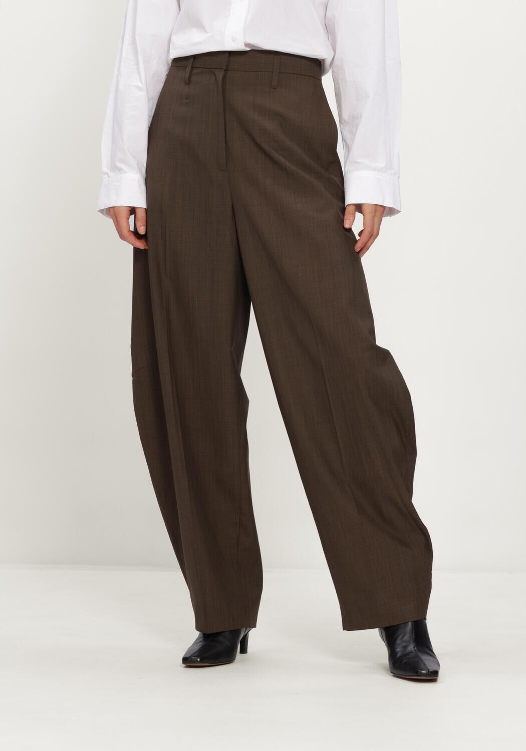 Bruine HERSKIND Wijde broek DANTE MID WAIST PANTS - large