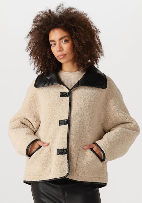 Zwarte KNIT-TED Leren jas COZY - large