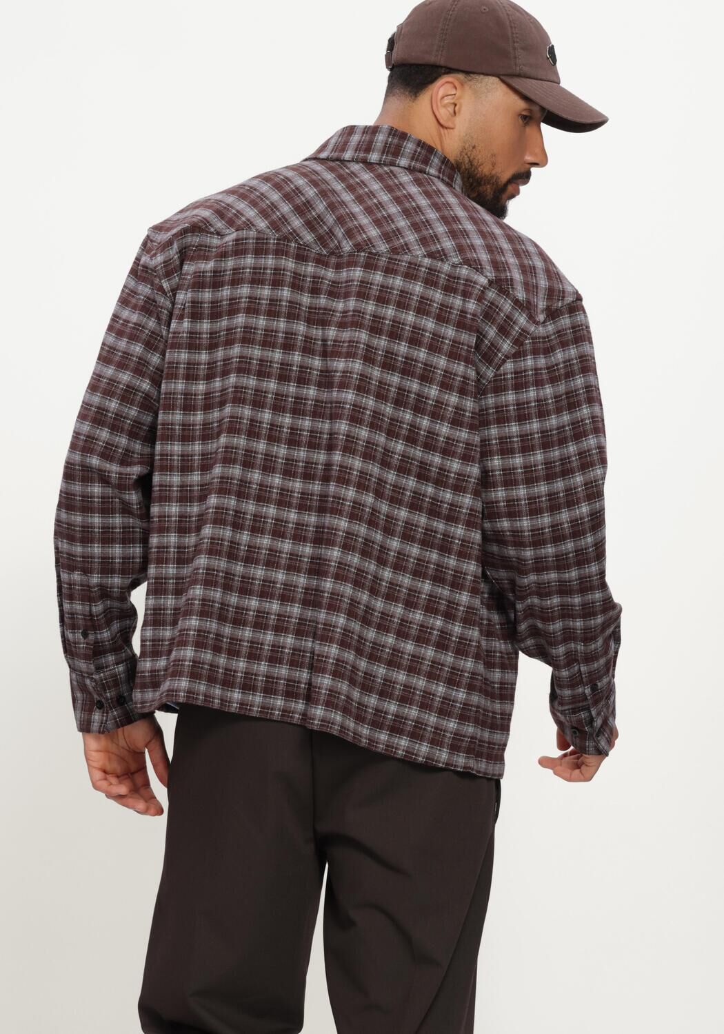 Bruine OLAF HUSSEIN  FLANNEL BOXY SHIRT - large