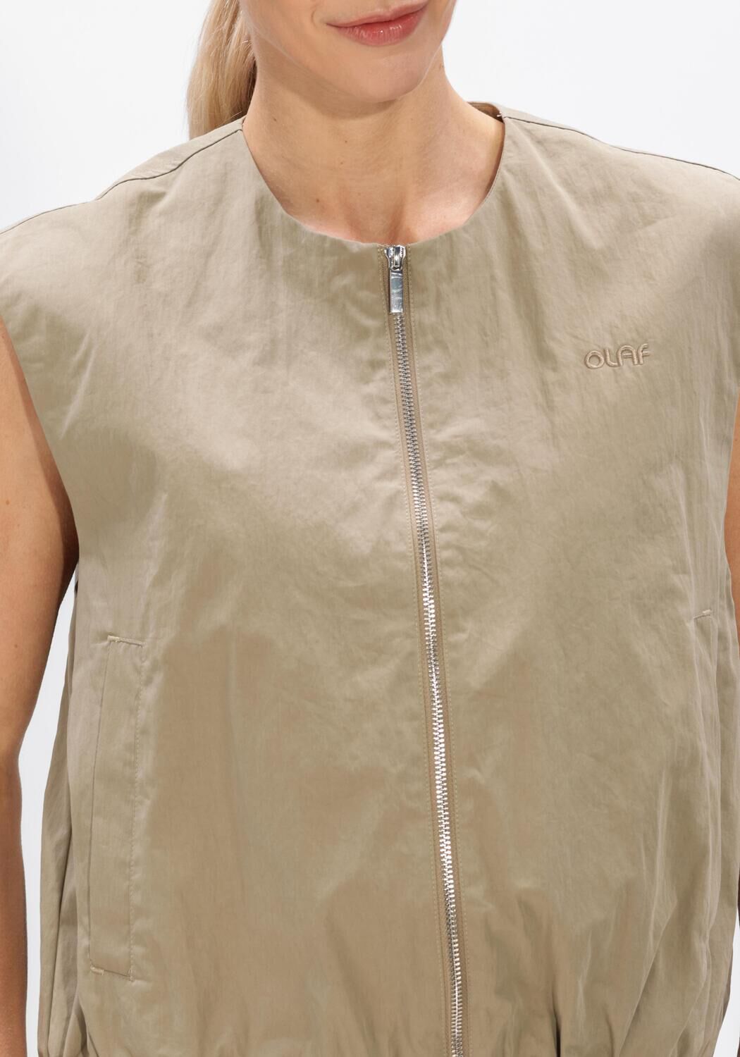 Khaki OLAF HUSSEIN Bodywarmer ZIP UP GILET - large