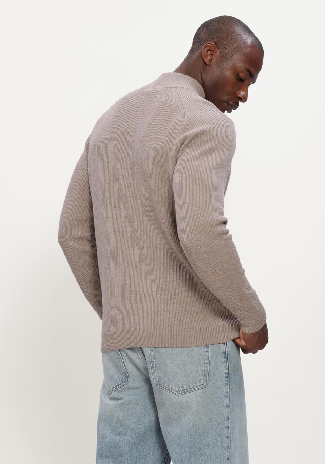 Beige GENTI Trui TURTLE BUTTON LS - large