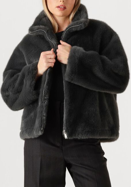 Donkergrijze STUDIO AR Faux fur jas MARA - large
