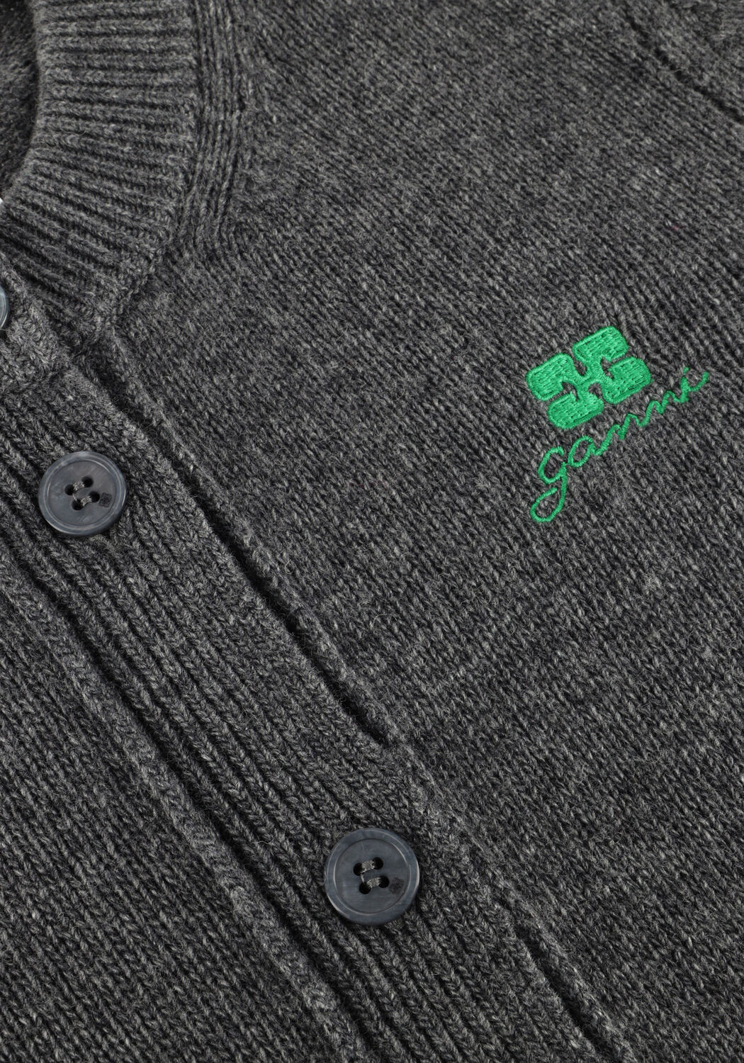 Donkergrijze GANNI Vest CORE FUTURE WOOL MIX CARDIGAN - large